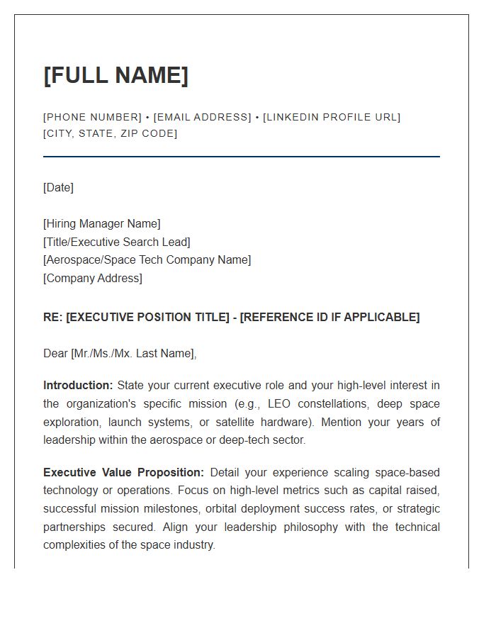 Space Technology Executive Cover Letter Template
