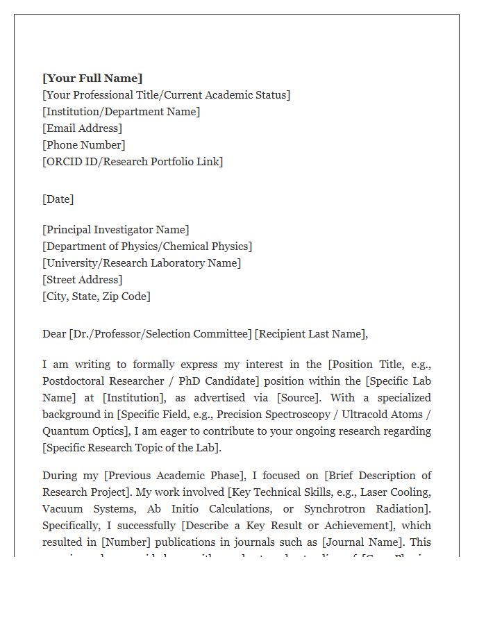 Atomic And Molecular Physics Cover Letter Template