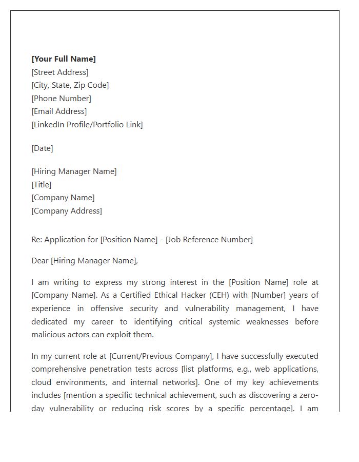 Certified Ethical Hacker Cover Letter Template