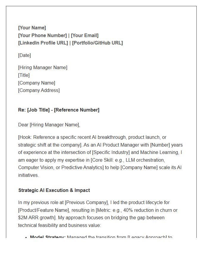 AI Product Manager Strategic Cover Letter Template