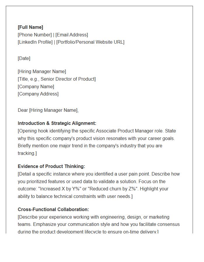 Associate Product Manager Strategic Cover Letter Template