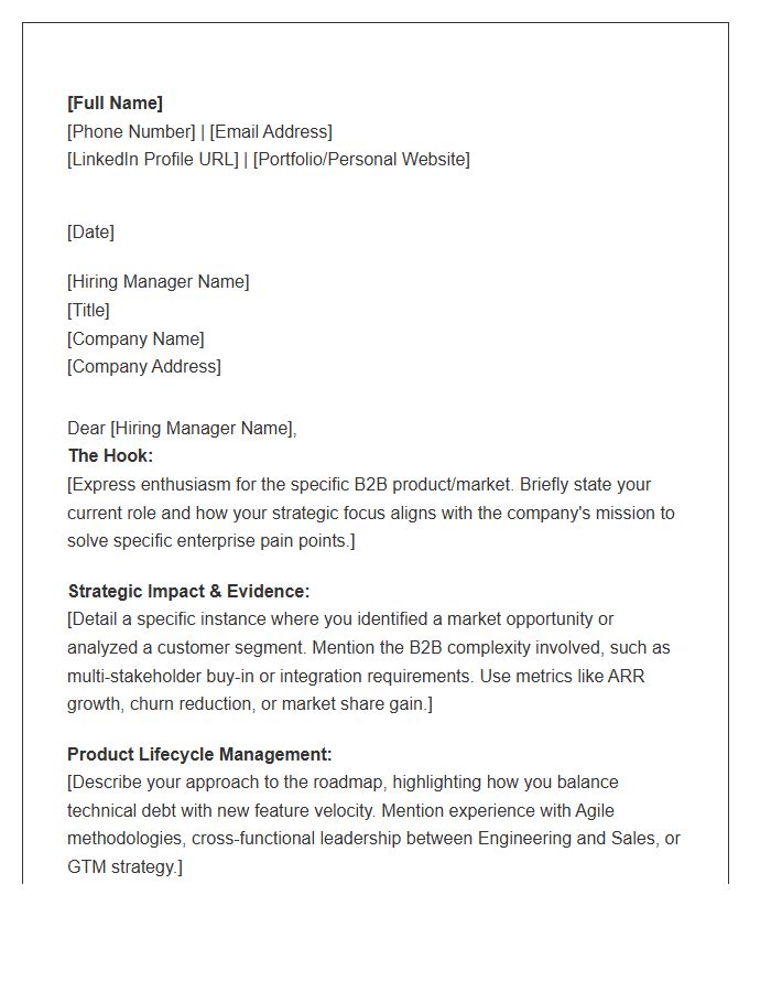 B2B Product Manager Strategic Cover Letter Template