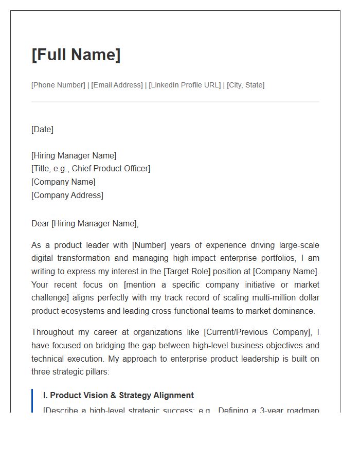 Enterprise Product Leader Strategic Cover Letter Template