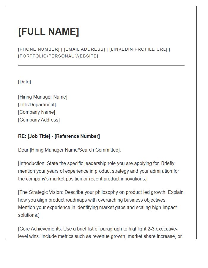 Executive Product Strategy Cover Letter Template
