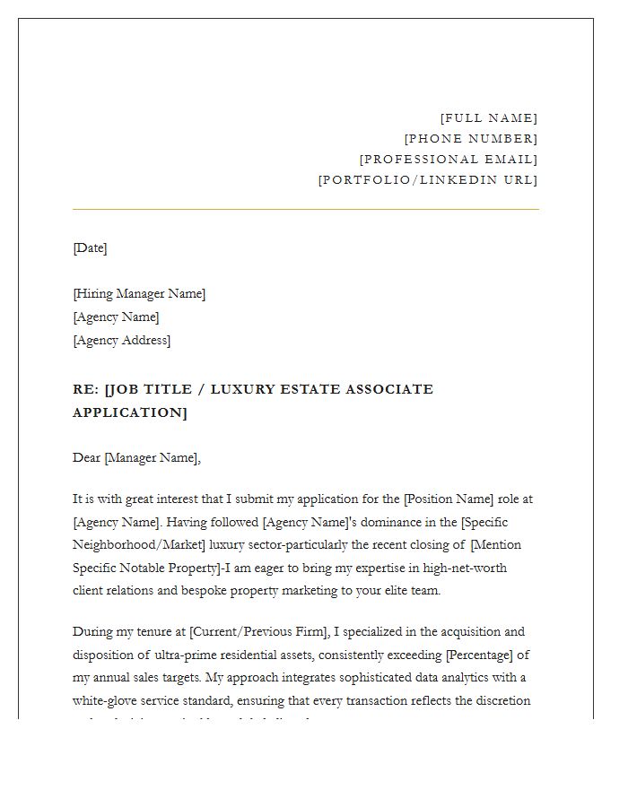 Estate Agent Cover Letter Template For Luxury Market