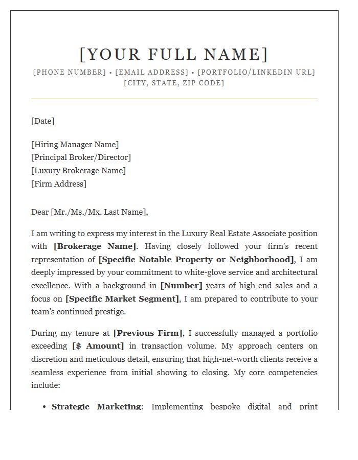 Luxury Real Estate Associate Cover Letter Template