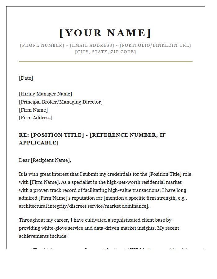 Luxury Residential Broker Cover Letter Template