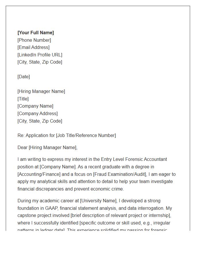Entry Level Forensic Accountant Cover Letter Template