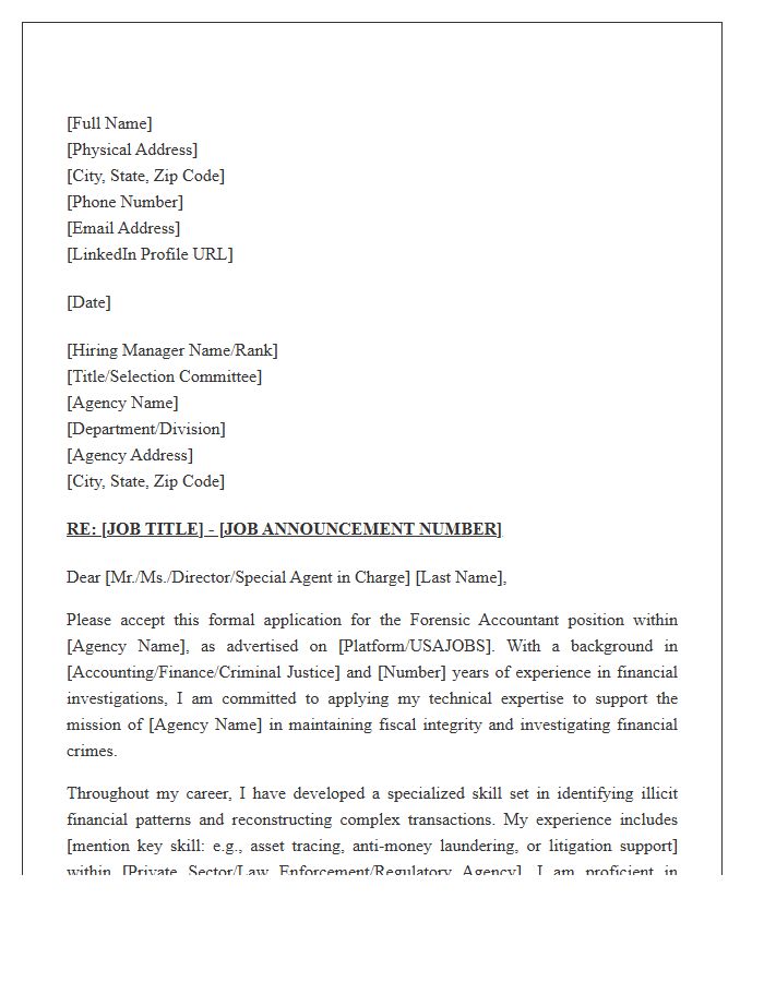 Government Forensic Accountant Cover Letter Template