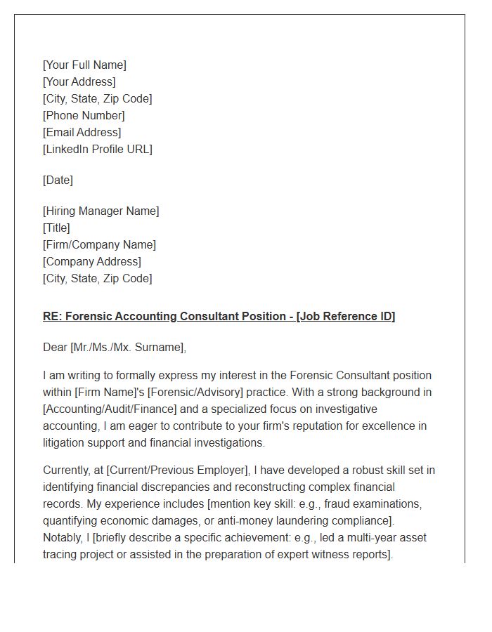Public Accounting Forensic Consultant Cover Letter Template