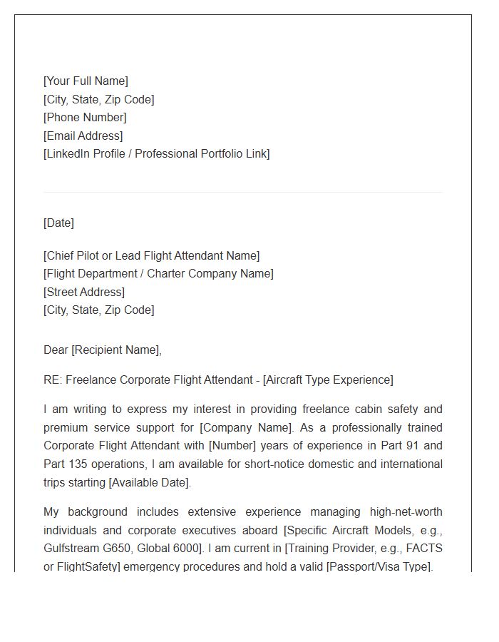 Freelance Corporate Flight Attendant Cover Letter Template