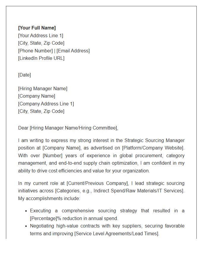 Strategic Sourcing Manager Cover Letter Template
