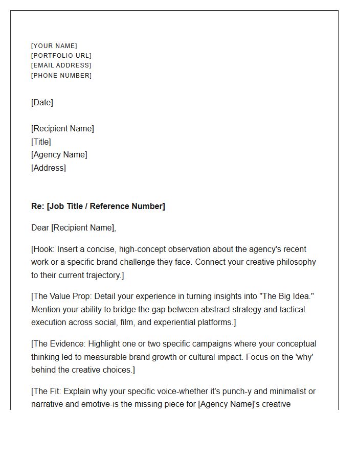 Conceptual Copywriter Advertising Agency Cover Letter Template
