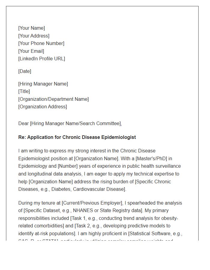 Chronic Disease Epidemiologist Cover Letter Template