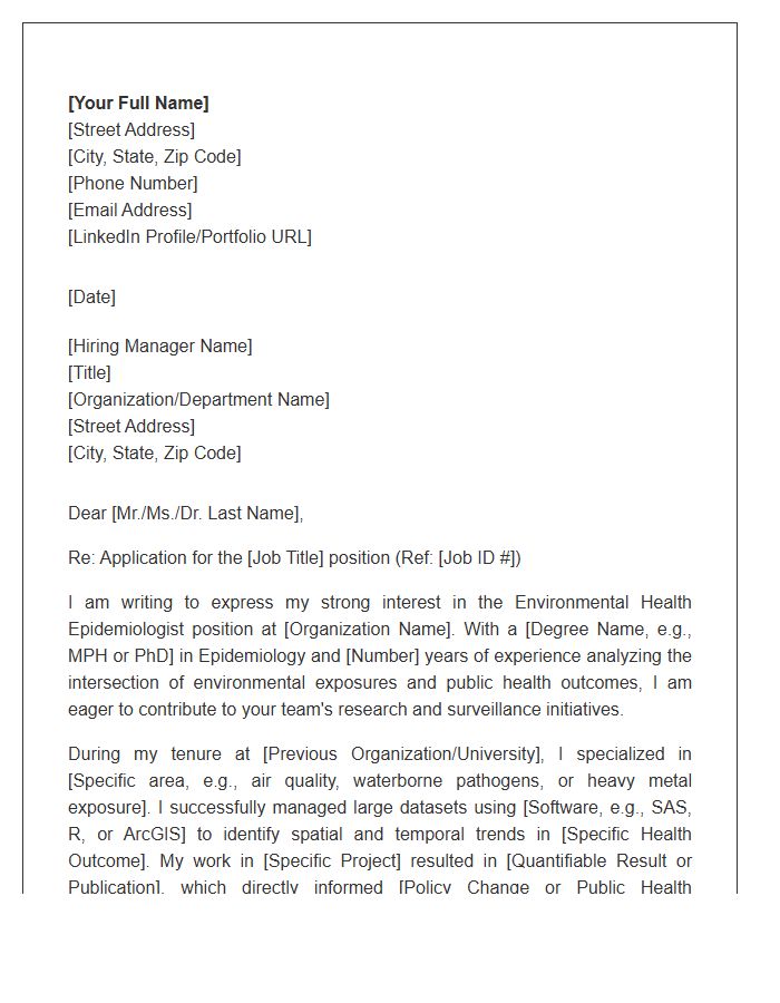 Environmental Health Epidemiologist Cover Letter Template