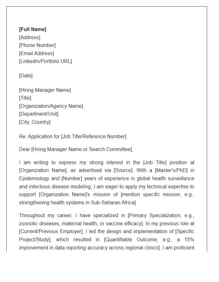 Global Health Epidemiologist Cover Letter Template