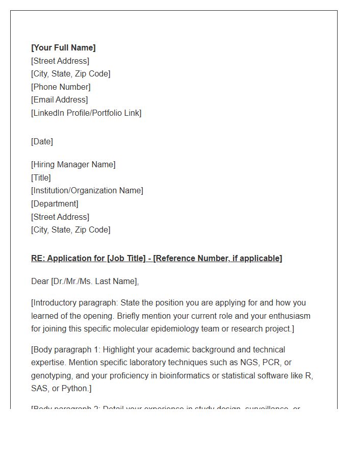 Molecular Epidemiology Professional Cover Letter Template