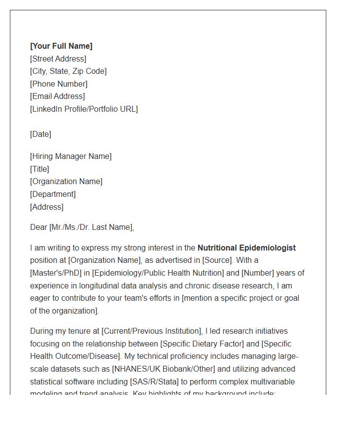 Nutritional Epidemiologist Cover Letter Template