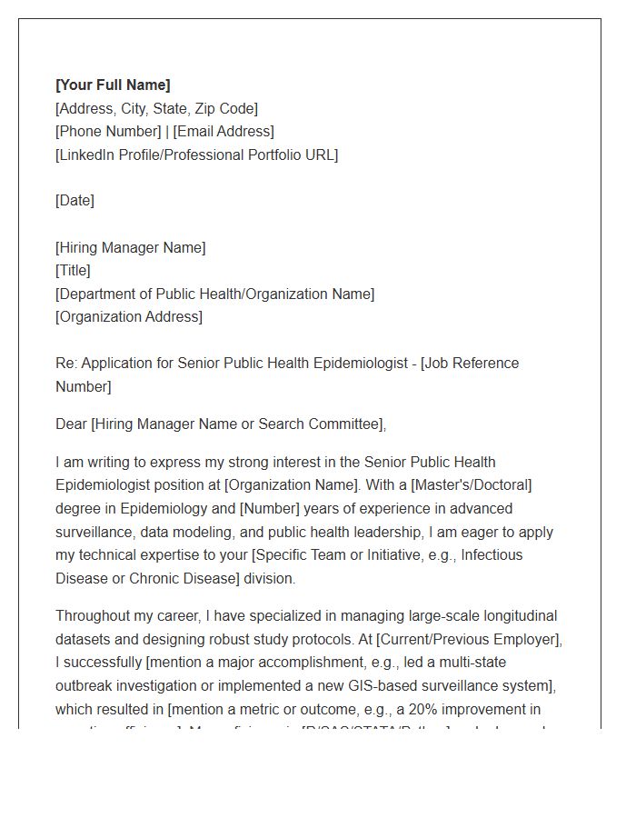 Senior Public Health Epidemiologist Cover Letter Template