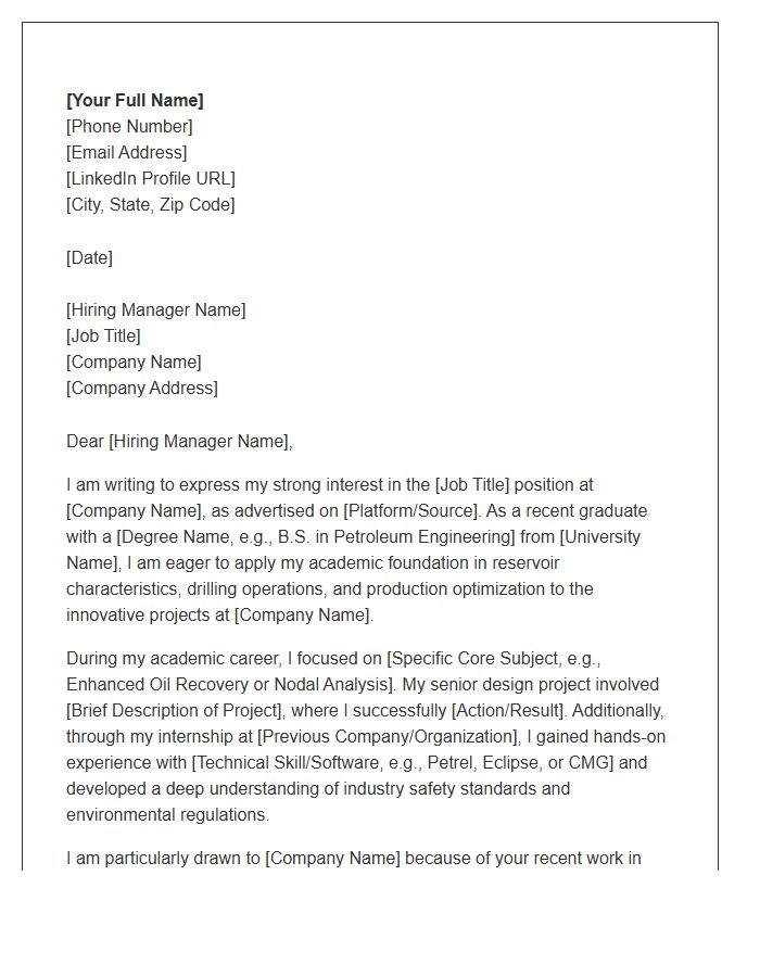 Entry Level Petroleum Engineer Cover Letter Template