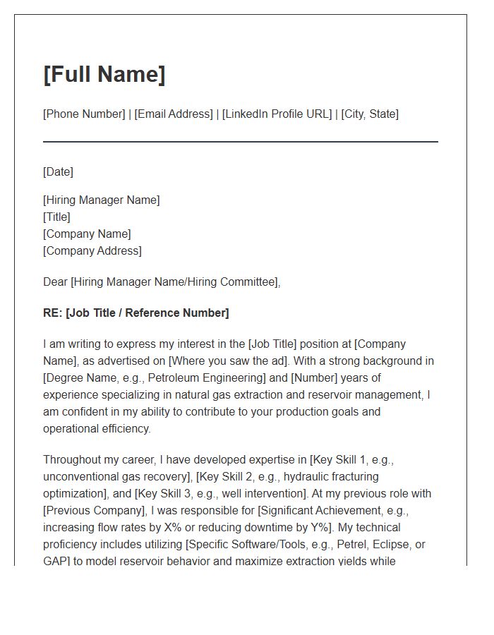 Natural Gas Extraction Petroleum Engineer Cover Letter Template