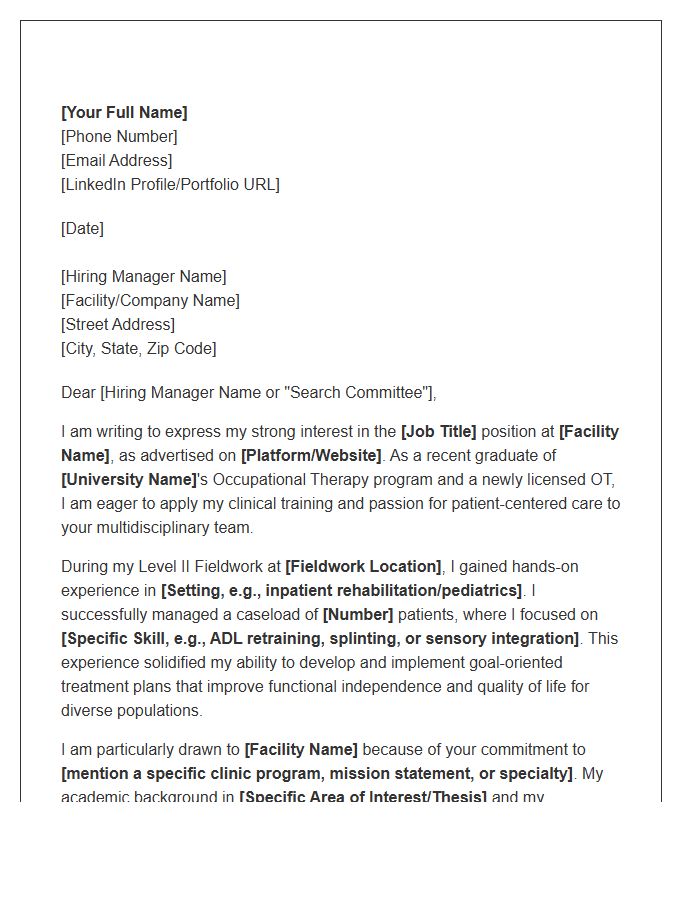 Entry Level Occupational Therapist Cover Letter Template