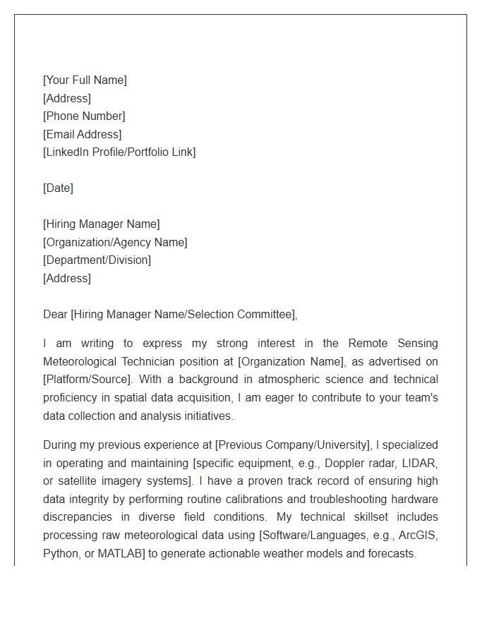Remote Sensing Meteorological Technician Cover Letter Template