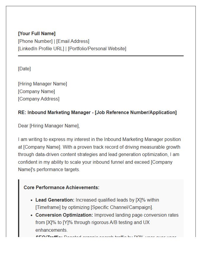 Inbound Marketing Manager Cover Letter Template Performance Focus