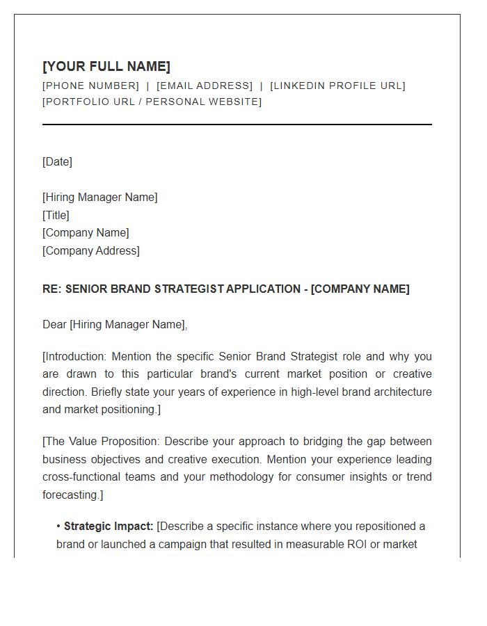 Senior Brand Strategist Cover Letter Template Professional Format
