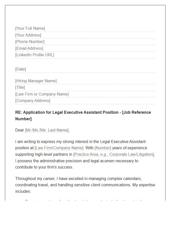 Legal Executive Assistant Cover Letter Template