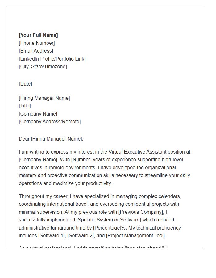 Virtual Executive Assistant Cover Letter Template