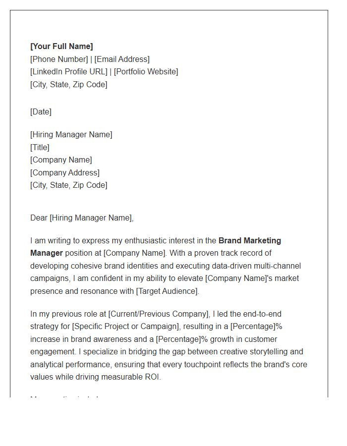 Brand Marketing Manager Cover Letter Template