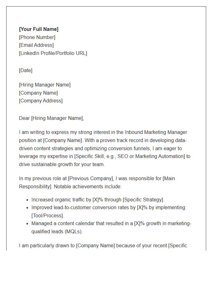 Inbound Marketing Manager Cover Letter Template