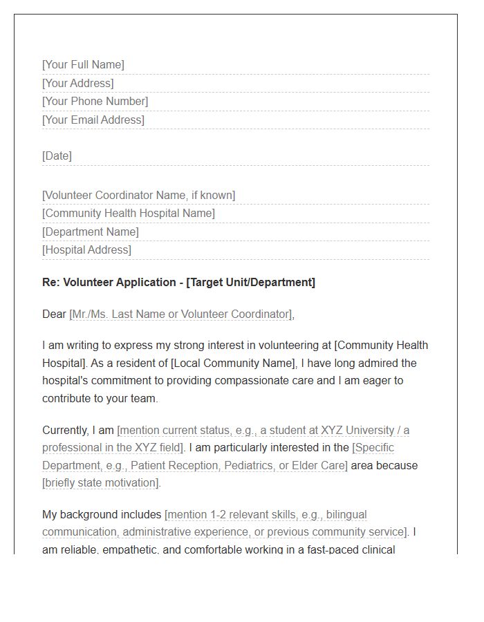 Community Health Hospital Volunteer Cover Letter Template