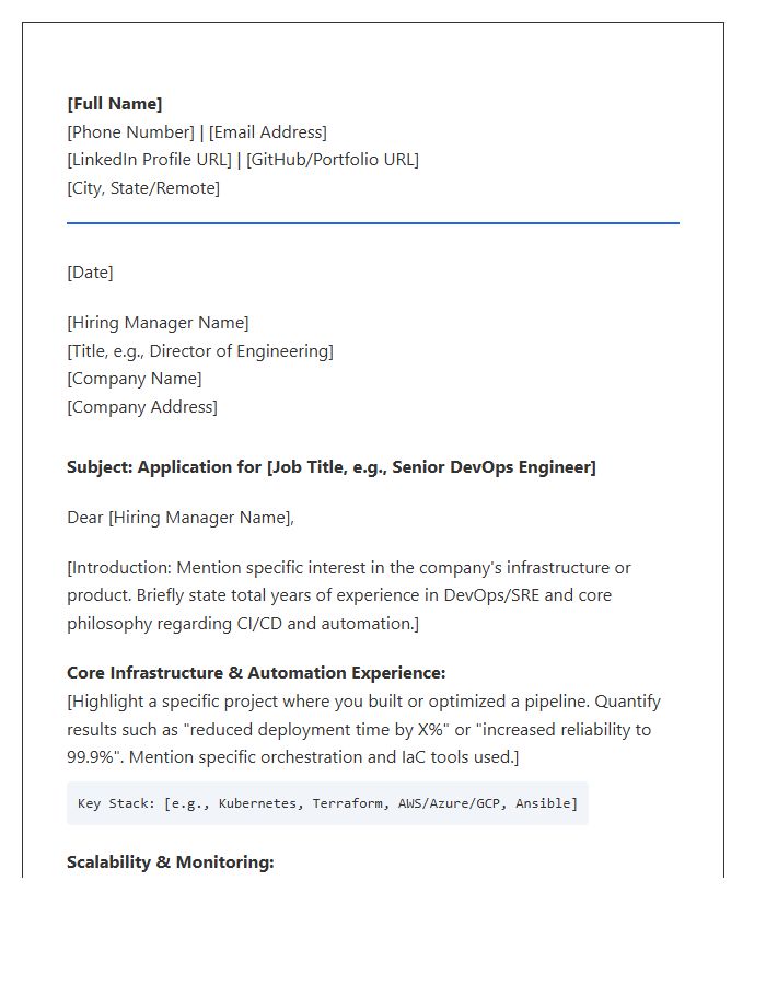 DevOps Engineering Technical Cover Letter Template