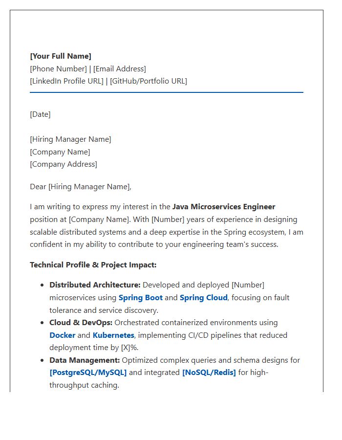 Java Microservices Engineer Technical Cover Letter Template