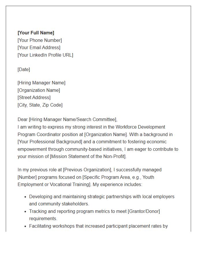 Non Profit Workforce Development Program Coordinator Cover Letter Template