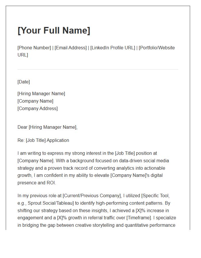 Data Driven Social Media Strategy Cover Letter Template