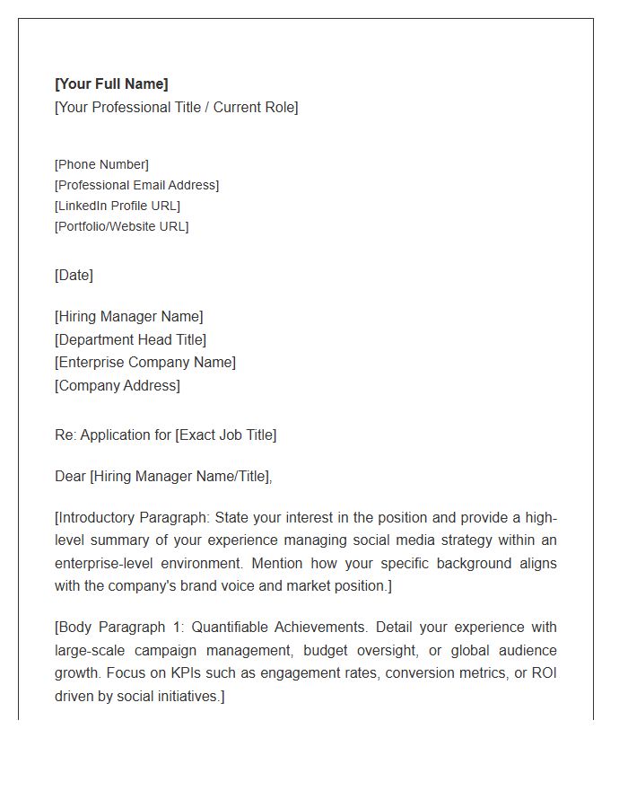 Enterprise Social Media Strategy Cover Letter Template