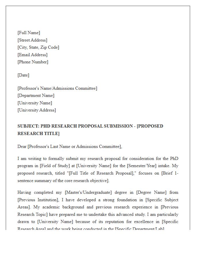 Doctor Of Philosophy Research Proposal Cover Letter Template