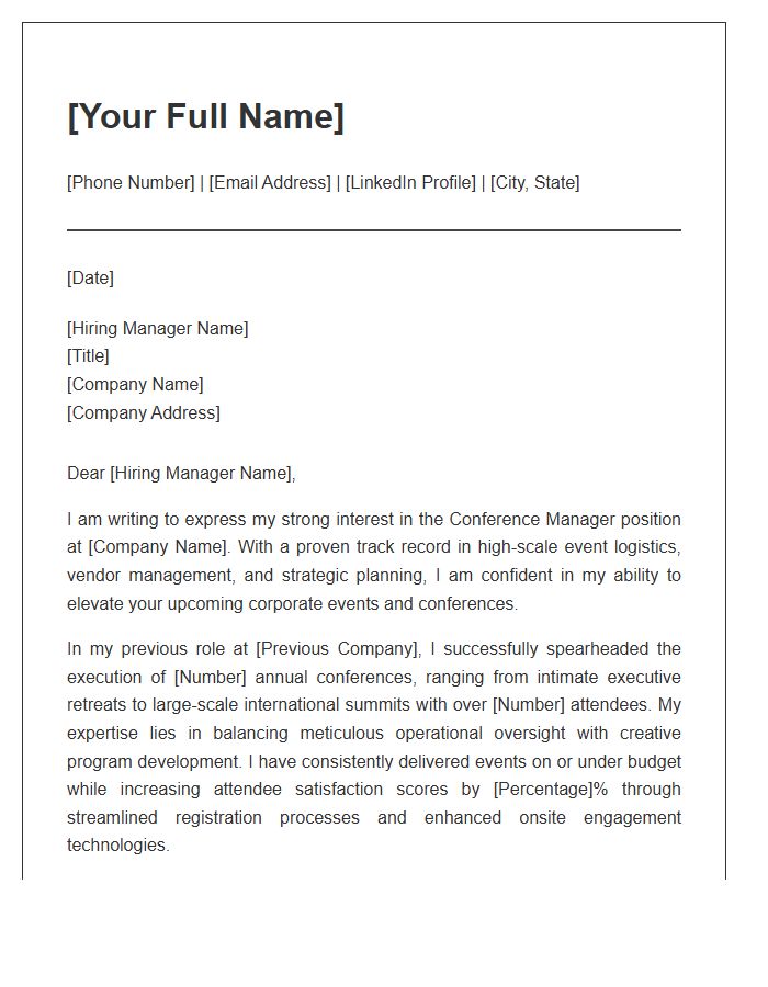 Conference Manager Professional Cover Letter Template