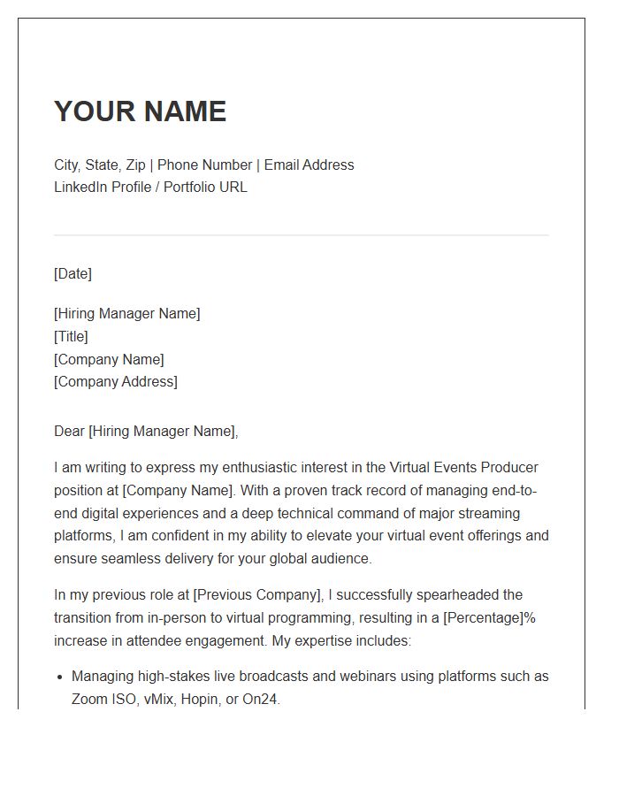 Virtual Events Producer Professional Cover Letter Template
