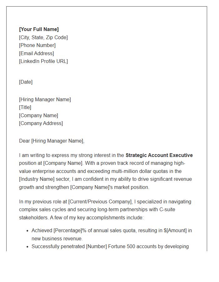 Strategic Account Executive Sales Cover Letter Template
